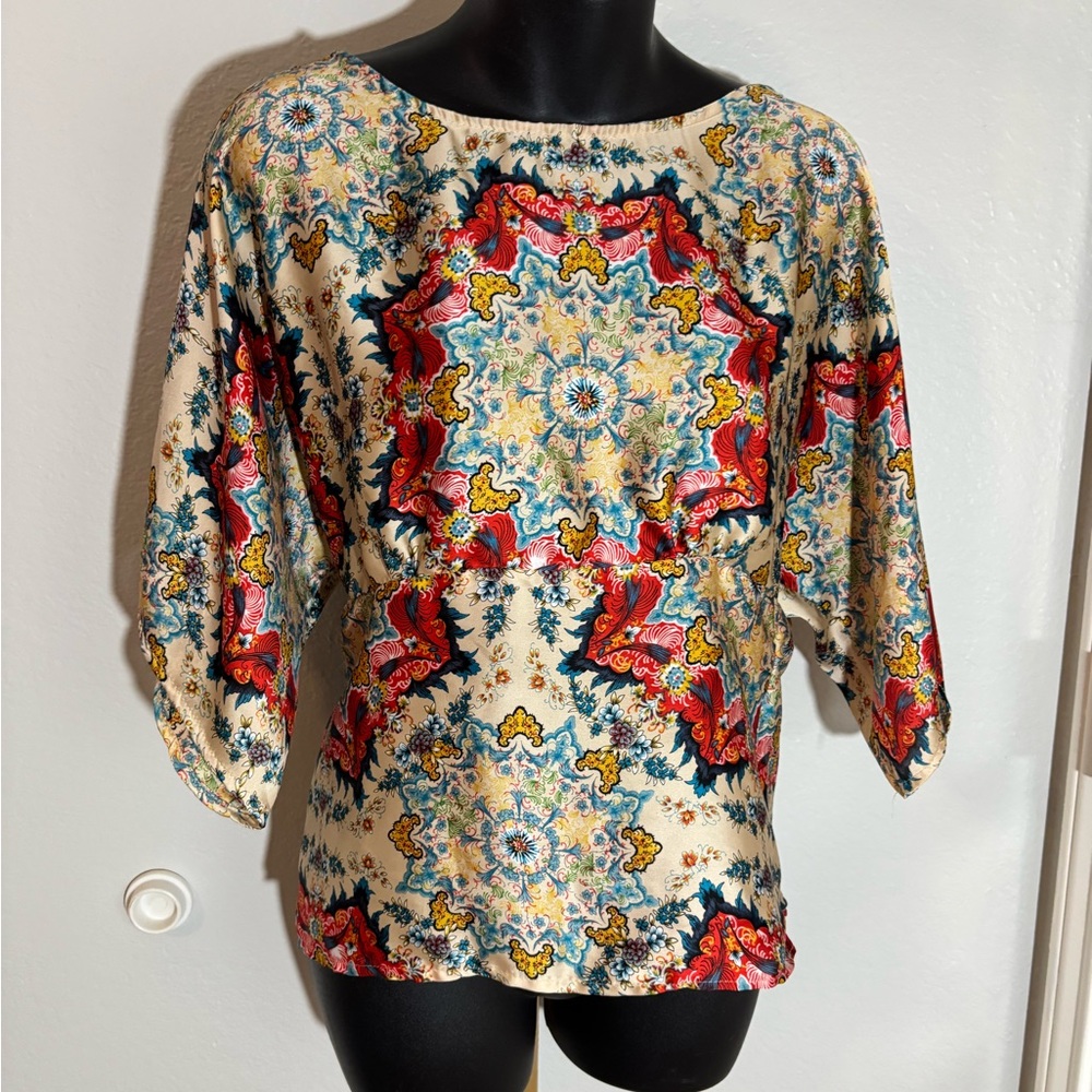 AKA New York Red Ruffled Fitted Blouse by Anthropologie - Picture 2 of 16